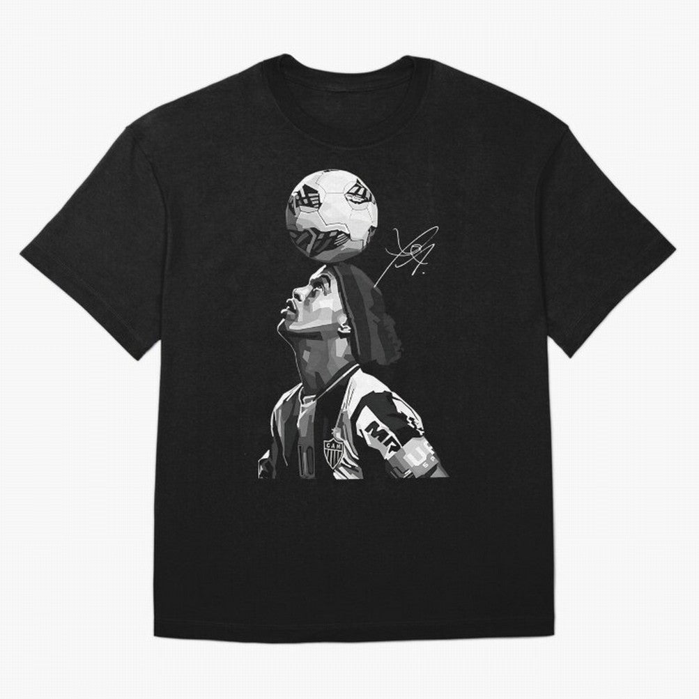 Ronaldinho - black white Oversized T-Shirt Support the Legends of FIFA World Cup 2026 Spirit, Made for Argentina and Brazil, CR7, Champion Mindset, Group Stage Buzz, Knockout Tension and Passionate Fan Culture; Made for Collectors Who Enjoy Iconic