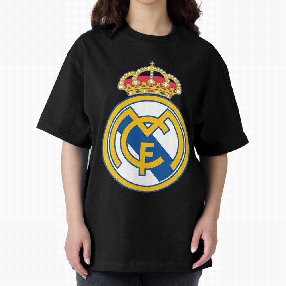 The Madrid CF Logo Oversized T-Shirt Join the Countdown to FIFA World Cup 2026 USA Canada Mexico for Fans of CR7 and Messi and Portugal, Bringing Championship Spirit, Famous Goals, Roaring Crowds and International Football Unity; Made for Die Hard