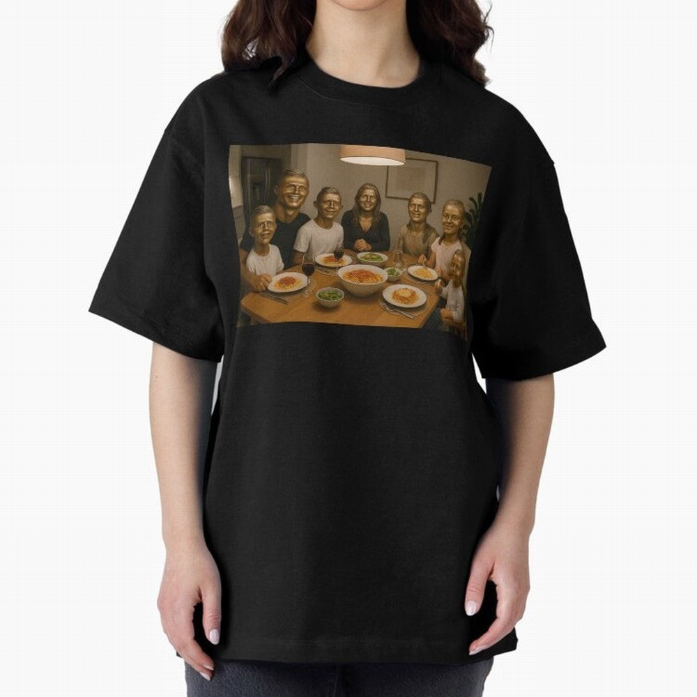 Ronaldo Bust Family Dinner Oversized T-Shirt Wear the Spirit of Match Day Hype around FIFA World Cup 2026 USA Canada Mexico, Messi, Neymar and Mbappe, France and Portugal, Goal Celebration Energy, Supporter Heritage, Football Icons and Worldwide
