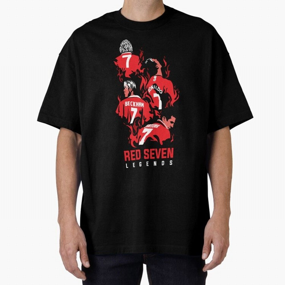 The Red Seven - Man Utd Oversized T-Shirt Fuel Match Day Hype around FIFA World Cup 2026 Group Stage, CR7 and Messi, Argentina and Brazil, Classic Soccer Heritage, Championship Pressure, Fan Loyalty and International Pride; Ideal for Football Dads,