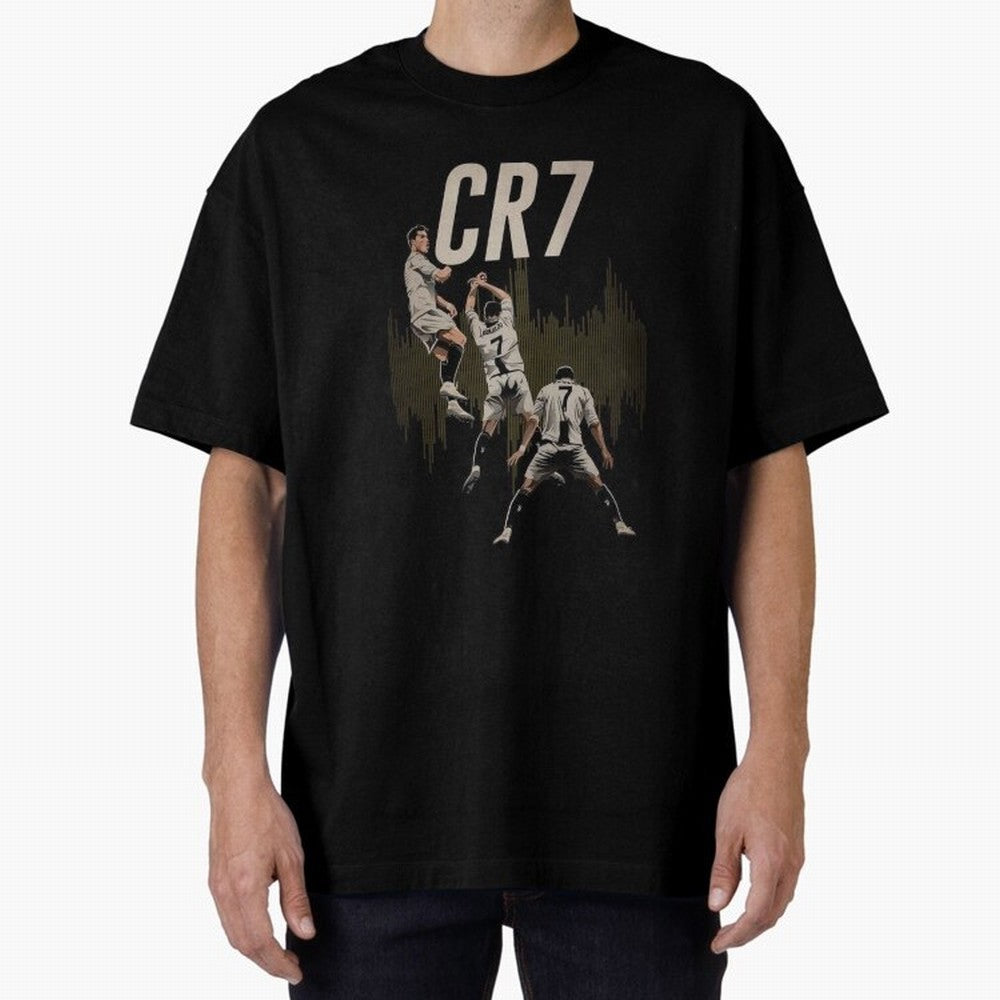 Illustration Ronaldo Design Oversized T-Shirt Celebrate Soccer Greatness during Match Day Hype around FIFA World Cup 2026 USA Canada Mexico, Haaland, Argentina, France and Brazil, Global Supporter Spirit, Legendary Goals, National Colors and