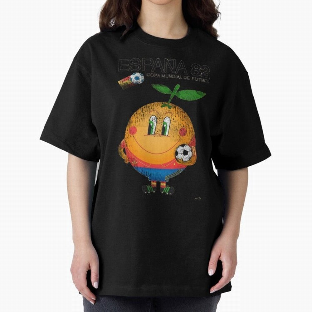 Espana 82 Oversized T-Shirt Celebrate Fan Culture around Match Day Hype around FIFA World Cup 2026 Group Stage, Messi and Cristiano Ronaldo, Netherlands, Championship Spirit, Famous Goals, Roaring Crowds and International Football Unity; Great for