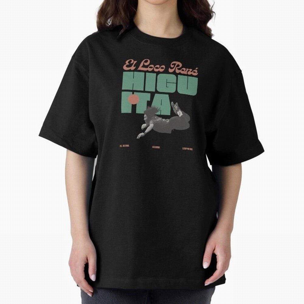 Rene Higuita Minimalist Oversized T-Shirt Feel the Roar of Global Football Passion for FIFA World Cup 2026 USA Canada Mexico, Built around Cristiano Ronaldo, Brazil, Retro Football Energy, Iconic Rivalries, Trophy Chase Drama and Stadium