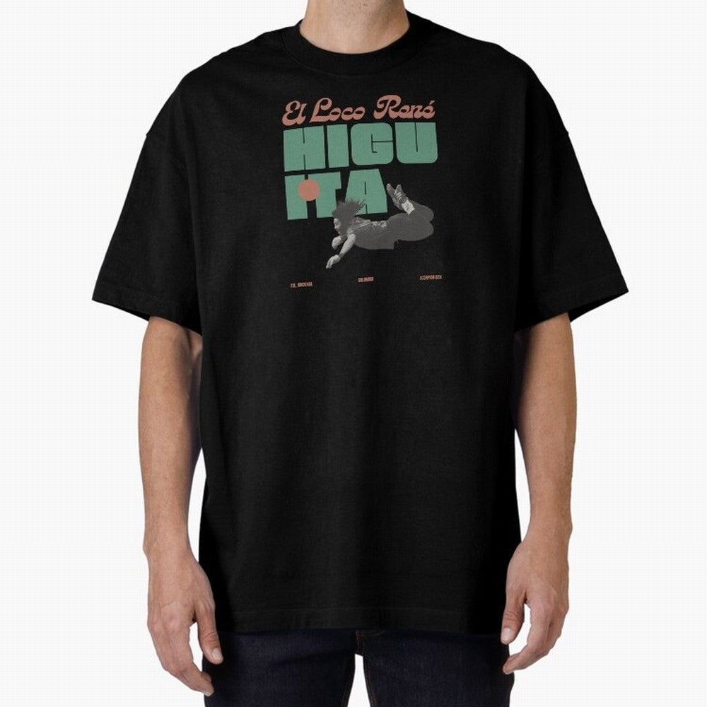 Rene Higuita Minimalist Oversized T-Shirt Feel the Roar of Global Football Passion for FIFA World Cup 2026 USA Canada Mexico, Built around Cristiano Ronaldo, Brazil, Retro Football Energy, Iconic Rivalries, Trophy Chase Drama and Stadium