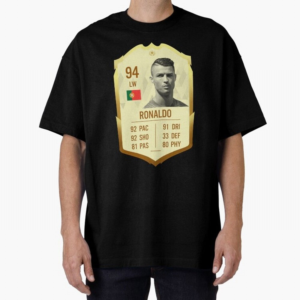 Cristiano Ronaldo Ultimate Card Oversized T-Shirt Support the Legends of FIFA World Cup 2026 USA Canada Mexico Spirit, Inspired by Brazil, Portugal and Argentina, Messi, Neymar and Mbappe, Goal Celebration Energy, Supporter Heritage, Football Icons