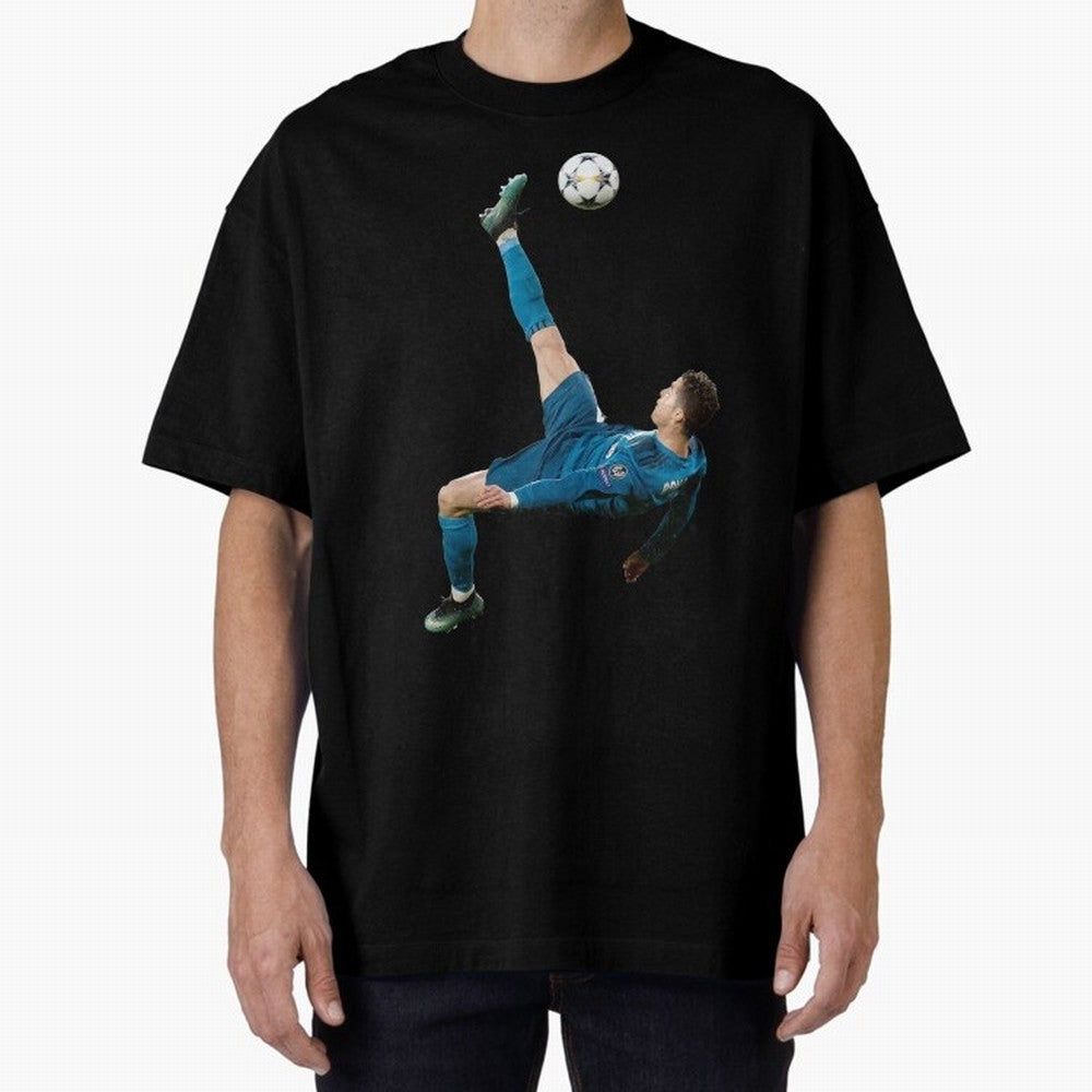 CRISTIANO RONALDO BICYCLE KICK Classic Oversized T-Shirt Show Love for Legendary Goals in Global Football Passion for FIFA World Cup 2026 USA Canada Mexico, Featuring Messi, Neymar and Mbappe, England, France and Netherlands, Vintage Soccer Flavor,