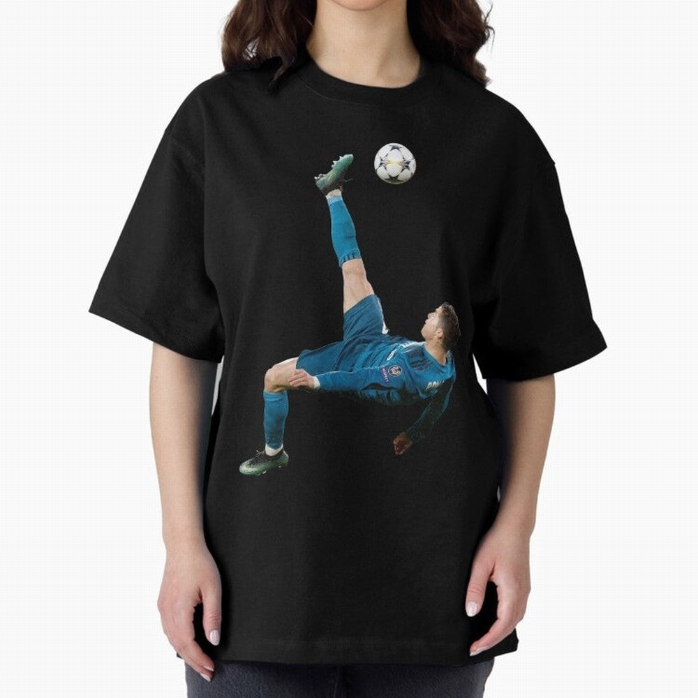 CRISTIANO RONALDO BICYCLE KICK Classic Oversized T-Shirt Show Love for Legendary Goals in Global Football Passion for FIFA World Cup 2026 USA Canada Mexico, Featuring Messi, Neymar and Mbappe, England, France and Netherlands, Vintage Soccer Flavor,