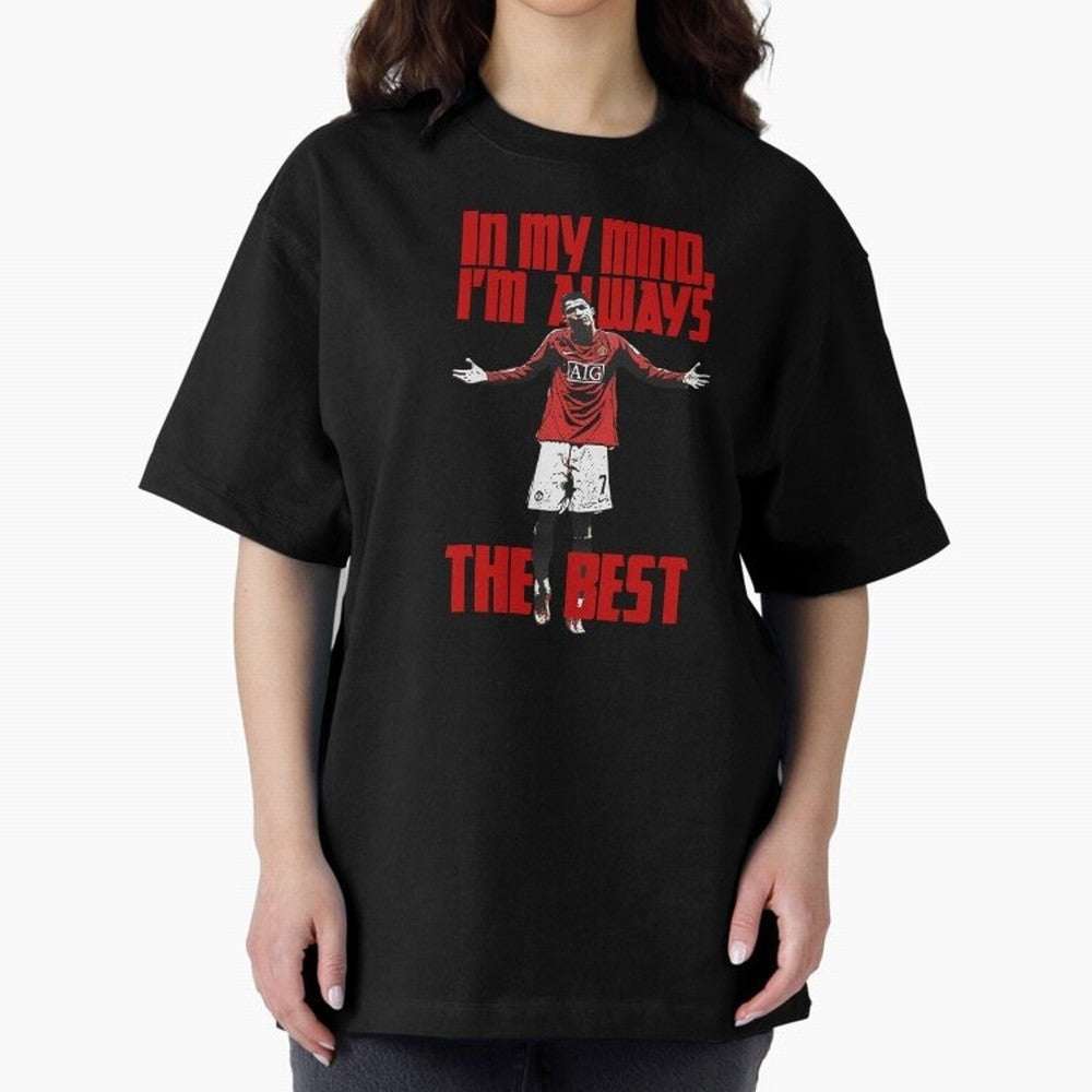 Cristiano Ronaldo Vintage - In My Mind I'm Always THE BEST Oversized T-Shirt Spotlight FIFA World Cup 2026 USA Canada Mexico for Fans of Messi, Neymar and Mbappe and France, Bringing Retro Football Energy, Iconic Rivalries, Trophy Chase Drama and