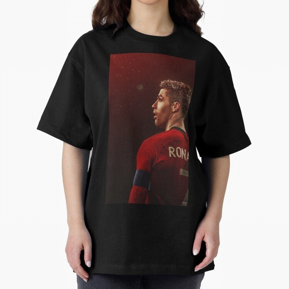 Art Ronaldo Wallpaper Oversized T-Shirt Celebrate Football Heritage in the FIFA World Cup 2026 Journey through Mbappe Highlights, Portugal Pride, Global Supporter Spirit, Legendary Goals, National Colors and Tournament Celebration; Ideal for