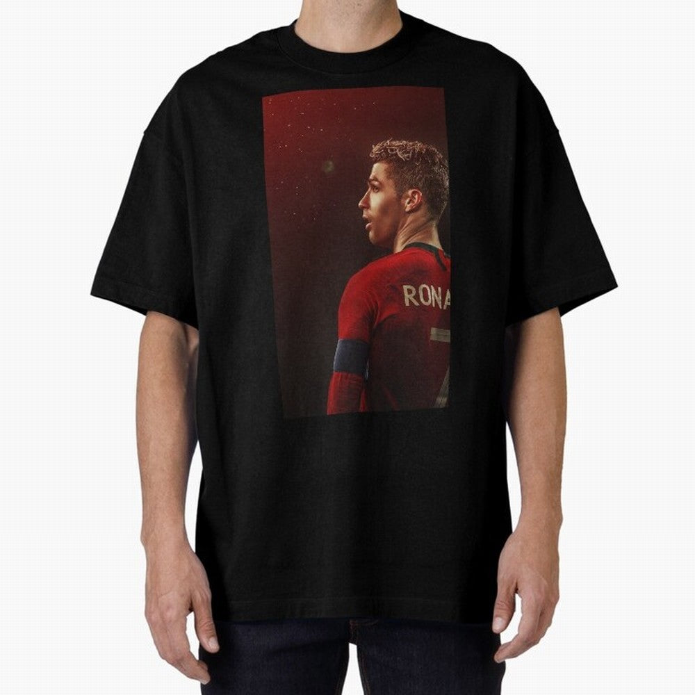 Art Ronaldo Wallpaper Oversized T-Shirt Celebrate Football Heritage in the FIFA World Cup 2026 Journey through Mbappe Highlights, Portugal Pride, Global Supporter Spirit, Legendary Goals, National Colors and Tournament Celebration; Ideal for