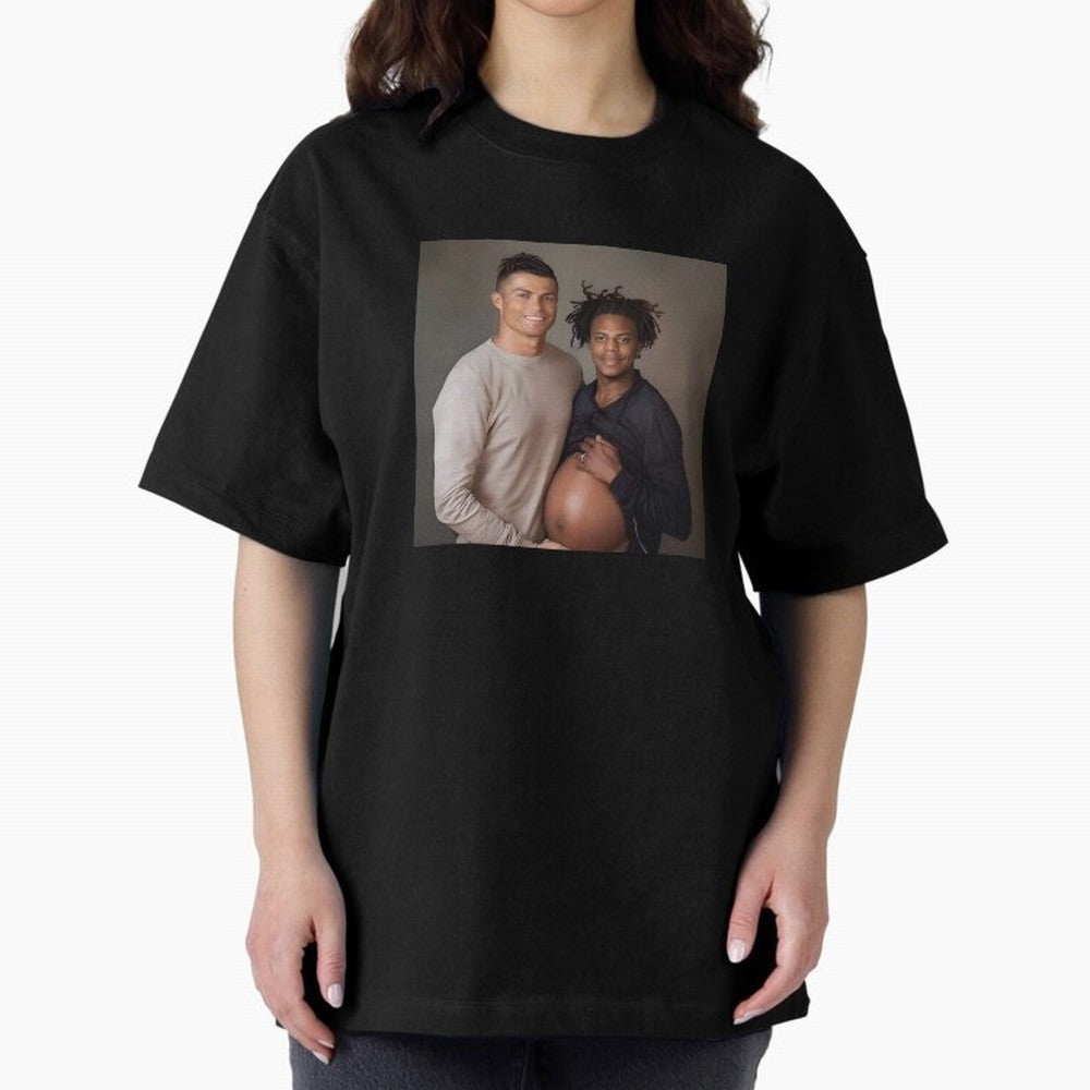 Cristiano Ronaldo and IShowSpeed pregnant. Oversized T-Shirt Celebrate Rivalries and Pride in FIFA World Cup 2026 for Fans of Mbappe and Neymar and Netherlands, Bringing Football History, Final Match Energy, Crowd Noise and Once in a Lifetime