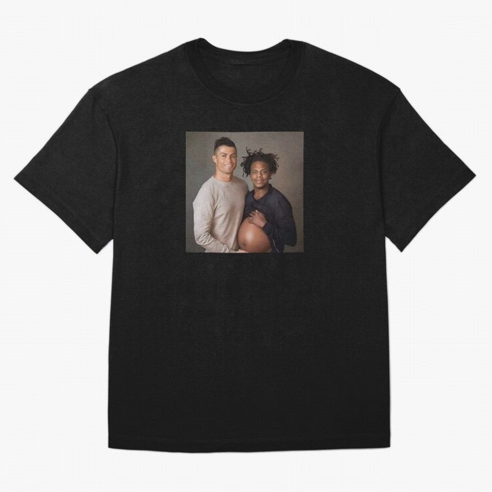 Cristiano Ronaldo and IShowSpeed pregnant. Oversized T-Shirt Celebrate Rivalries and Pride in FIFA World Cup 2026 for Fans of Mbappe and Neymar and Netherlands, Bringing Football History, Final Match Energy, Crowd Noise and Once in a Lifetime