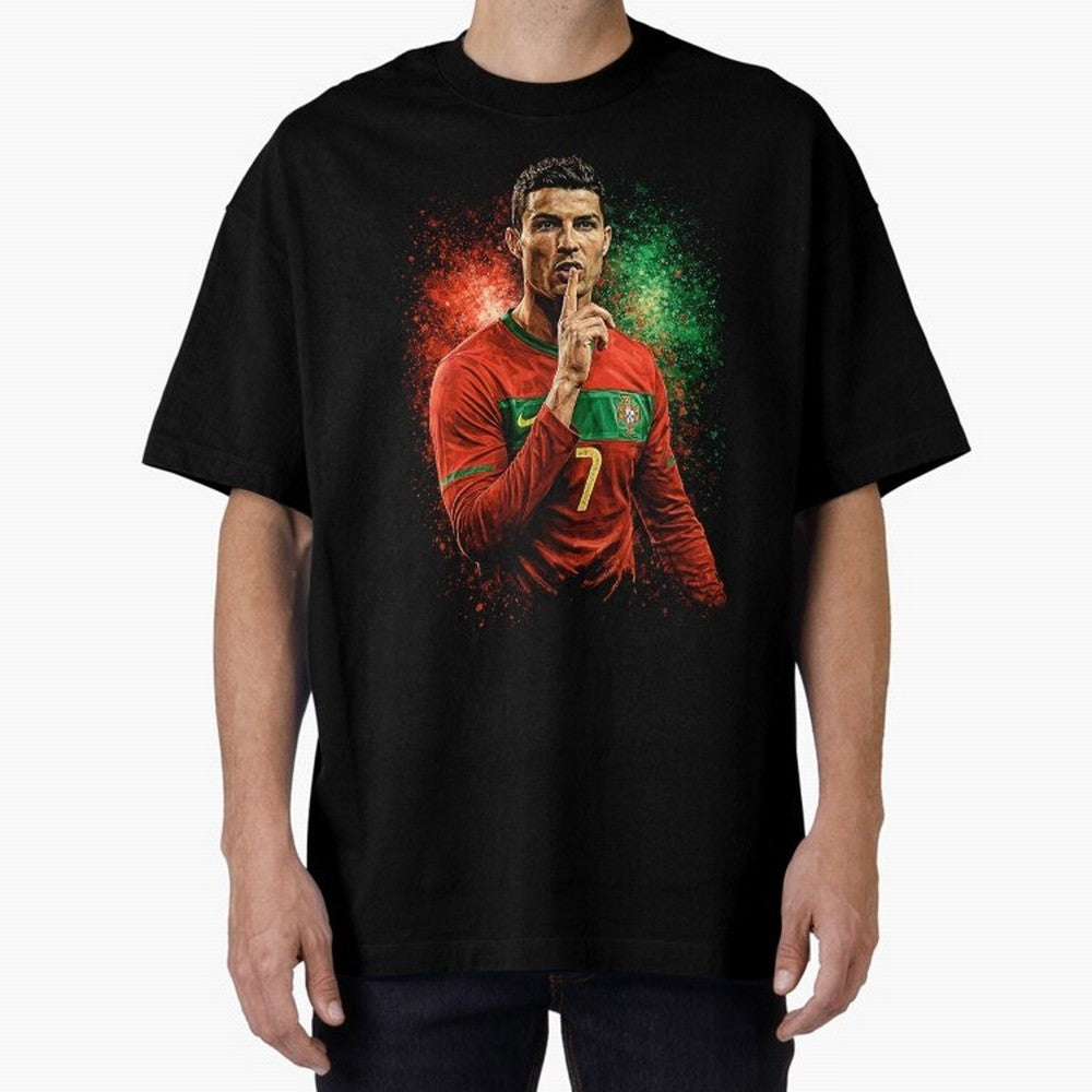 Cristiano Ronaldo Football Legend Oversized T-Shirt Celebrate Unforgettable Nights in FIFA World Cup 2026 Group Stage Spirit, Built around Argentina, France and Brazil, CR7 and Messi, Supporter Pride, Iconic Celebrations, Legendary Names and Global
