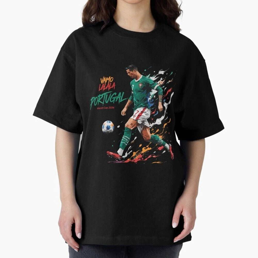 Portugal CR7 Fan World Cup 26 Oversized T-Shirt Join the Global Buzz around the FIFA World Cup 2026 USA Canada Mexico Journey through CR7 and Messi Highlights, Brazil Pride, Football Passion, Legendary Performances, Festival Vibes and Supporter
