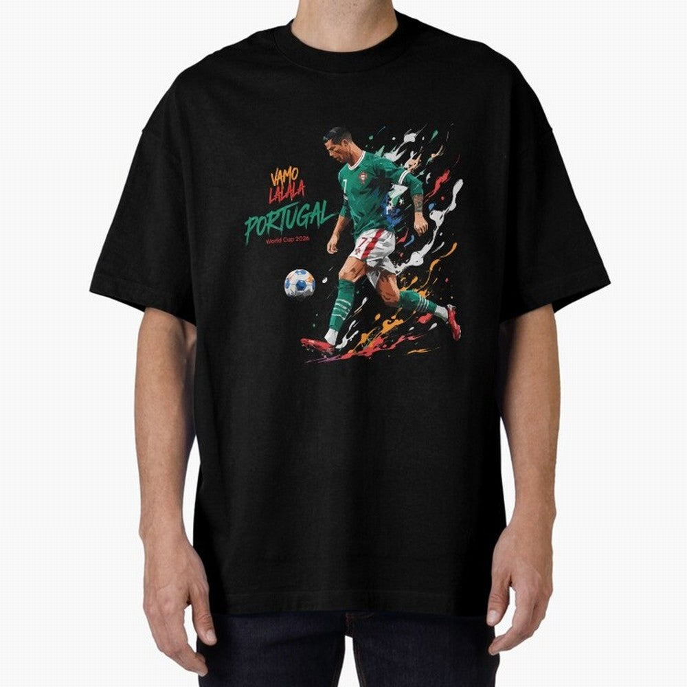 Portugal CR7 Fan World Cup 26 Oversized T-Shirt Join the Global Buzz around the FIFA World Cup 2026 USA Canada Mexico Journey through CR7 and Messi Highlights, Brazil Pride, Football Passion, Legendary Performances, Festival Vibes and Supporter