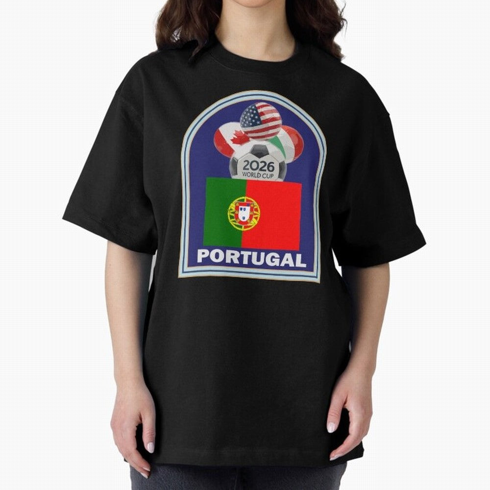 Portugal 2026 Soccer T-shirt Oversized T-Shirt Celebrate Supporters United by Global Football Passion for FIFA World Cup 2026 Group Stage, Featuring Cristiano Ronaldo, Haaland and CR7, Argentina and Brazil, Champion Mindset, Group Stage Buzz,