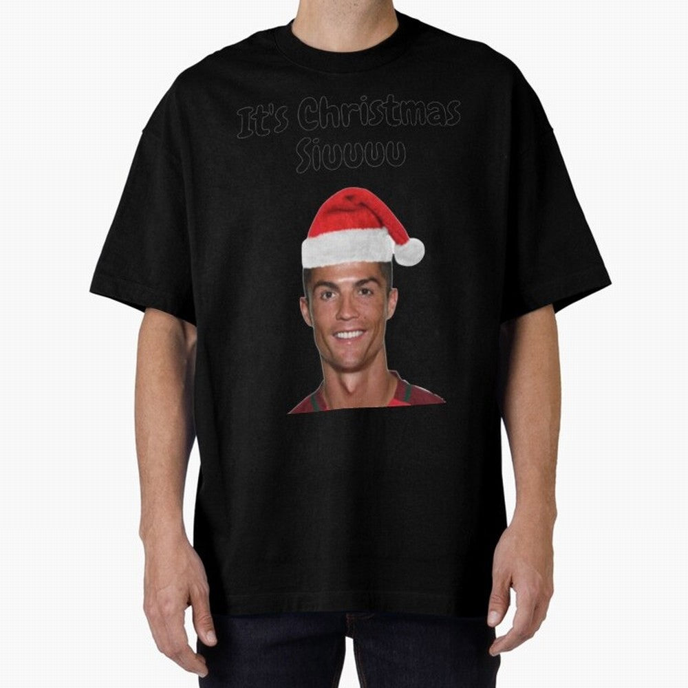 Cristiano Ronaldo Siuuu Funny Christmas Sweater Oversized T-Shirt Bring International Match Energy to Global Football Passion for FIFA World Cup 2026 Group Stage, Celebrating CR7 and Messi, Spain, Championship Spirit, Famous Goals, Roaring Crowds