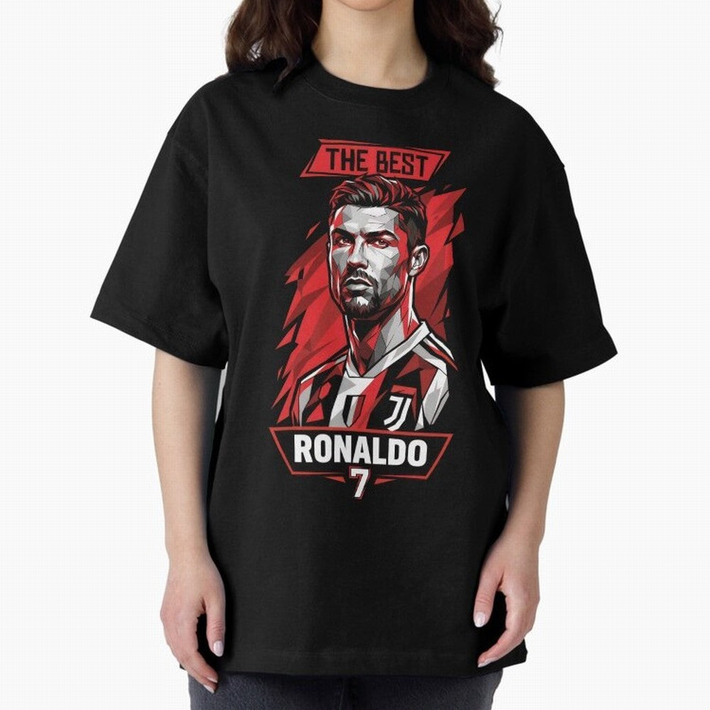Cristiano Ronaldo CR7 Geometric Vector Portrait Oversized T-Shirt Live for the Drama of Match Day Hype around FIFA World Cup 2026, Neymar, Haaland and Cristiano Ronaldo, Spain and Netherlands, Classic Soccer Heritage, Championship Pressure, Fan
