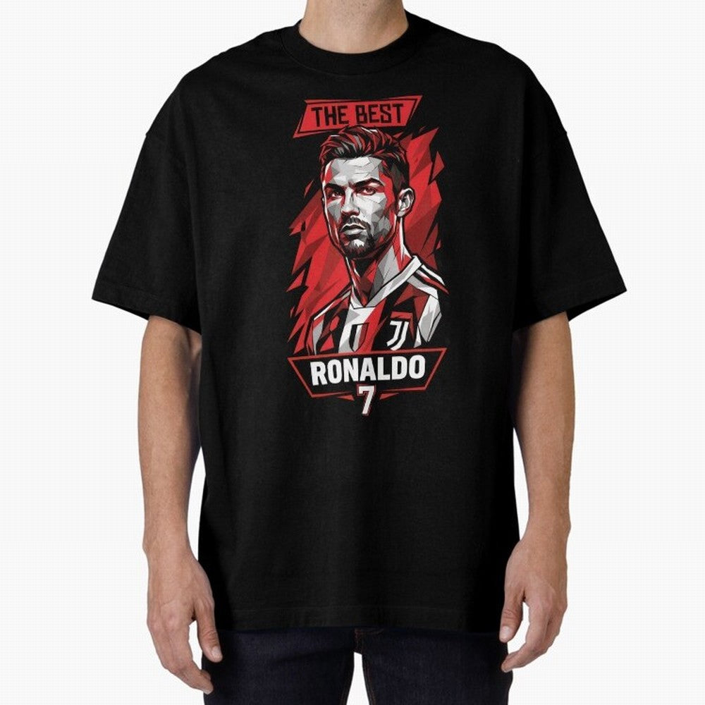 Cristiano Ronaldo CR7 Geometric Vector Portrait Oversized T-Shirt Live for the Drama of Match Day Hype around FIFA World Cup 2026, Neymar, Haaland and Cristiano Ronaldo, Spain and Netherlands, Classic Soccer Heritage, Championship Pressure, Fan