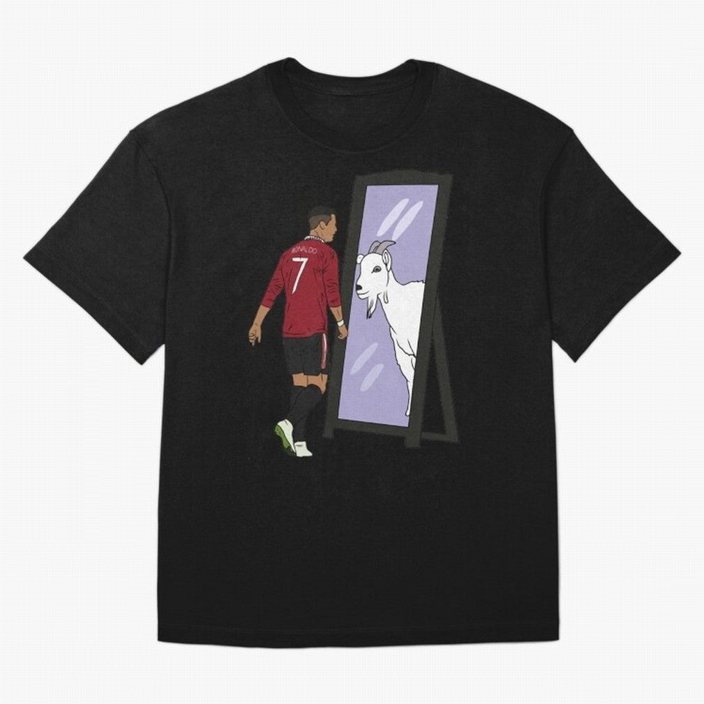 Cristiano Ronaldo Mirror GOAT Oversized T-Shirt Bring FIFA World Cup 2026 Highlighting Cristiano Ronaldo, Haaland and CR7, Argentina Energy, Goal Celebration Energy, Supporter Heritage, Football Icons and Worldwide Tournament Joy; Perfect for Fans,