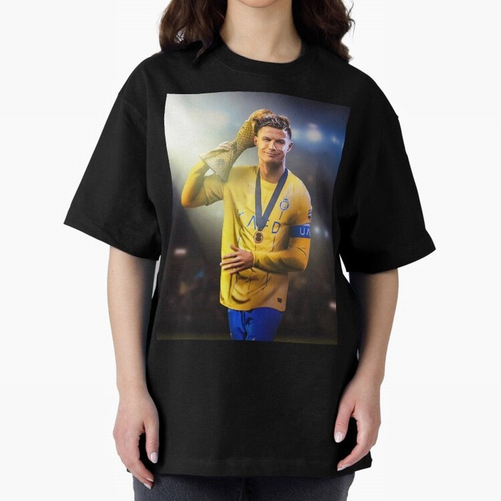 Cristiano Ronaldo Oversized T-Shirt Share the Excitement of FIFA World Cup 2026 Spirit, with Spain, Haaland and Mbappe, Goal Celebration Energy, Supporter Heritage, Football Icons and Worldwide Tournament Joy; Ideal for Football Dads, Football