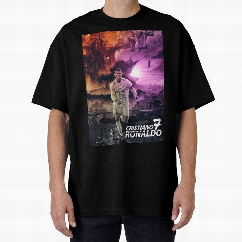 Cristiano Ronaldo | CR7 Design Oversized T-Shirt Fuel FIFA World Cup 2026 Group Stage for Fans of Messi, Neymar and Mbappe and Argentina, Bringing Stadium Chants, National Pride, Trophy Dreams and Unforgettable Football Memories; Created for Match