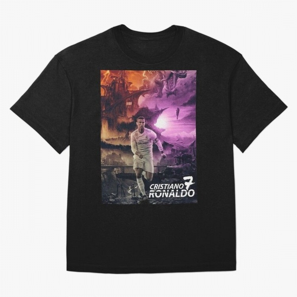 Cristiano Ronaldo | CR7 Design Oversized T-Shirt Fuel FIFA World Cup 2026 Group Stage for Fans of Messi, Neymar and Mbappe and Argentina, Bringing Stadium Chants, National Pride, Trophy Dreams and Unforgettable Football Memories; Created for Match