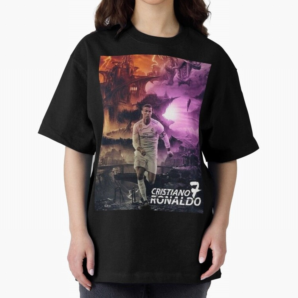 Cristiano Ronaldo | CR7 Design Oversized T-Shirt Fuel FIFA World Cup 2026 Group Stage for Fans of Messi, Neymar and Mbappe and Argentina, Bringing Stadium Chants, National Pride, Trophy Dreams and Unforgettable Football Memories; Created for Match