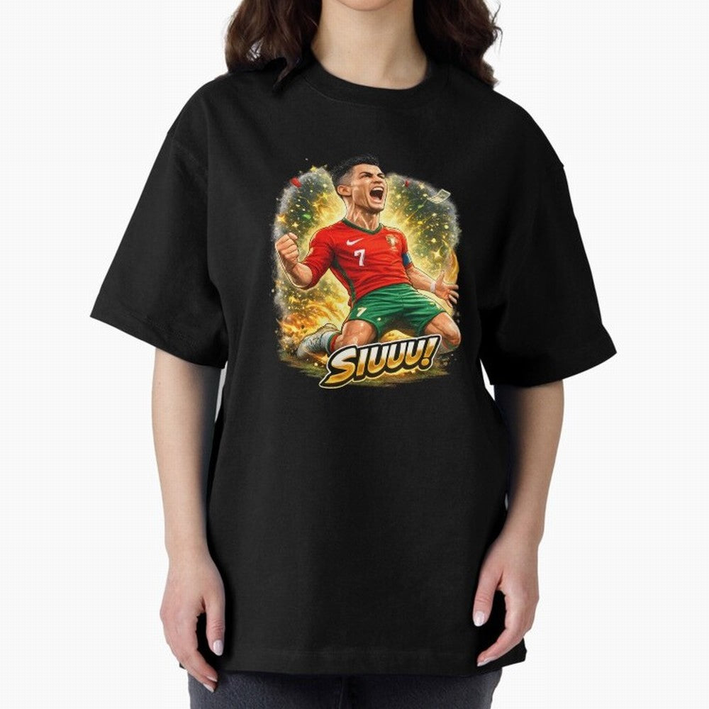 CR7 SIUUU Celebration Cartoon ¨C Legendary Football Goal Celebration Oversized T-Shirt Unlock FIFA World Cup 2026 Group Stage Spirit, Driven by France and Portugal, Messi, Neymar and Mbappe, Stadium Chants, National Pride, Trophy Dreams and