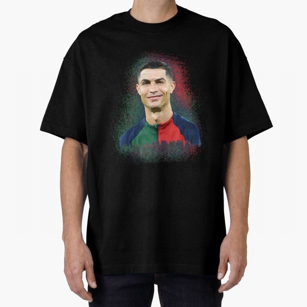 Cristiano Ronaldo digital art Oversized T-Shirt Show Passion for the Stars of Global Football Passion for FIFA World Cup 2026 Group Stage, Featuring Neymar, Argentina, France and Brazil, Worldwide Fan Energy, Dramatic Goals, Stadium Lights and