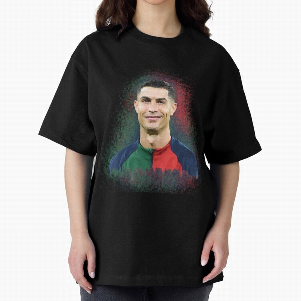 Cristiano Ronaldo digital art Oversized T-Shirt Show Passion for the Stars of Global Football Passion for FIFA World Cup 2026 Group Stage, Featuring Neymar, Argentina, France and Brazil, Worldwide Fan Energy, Dramatic Goals, Stadium Lights and