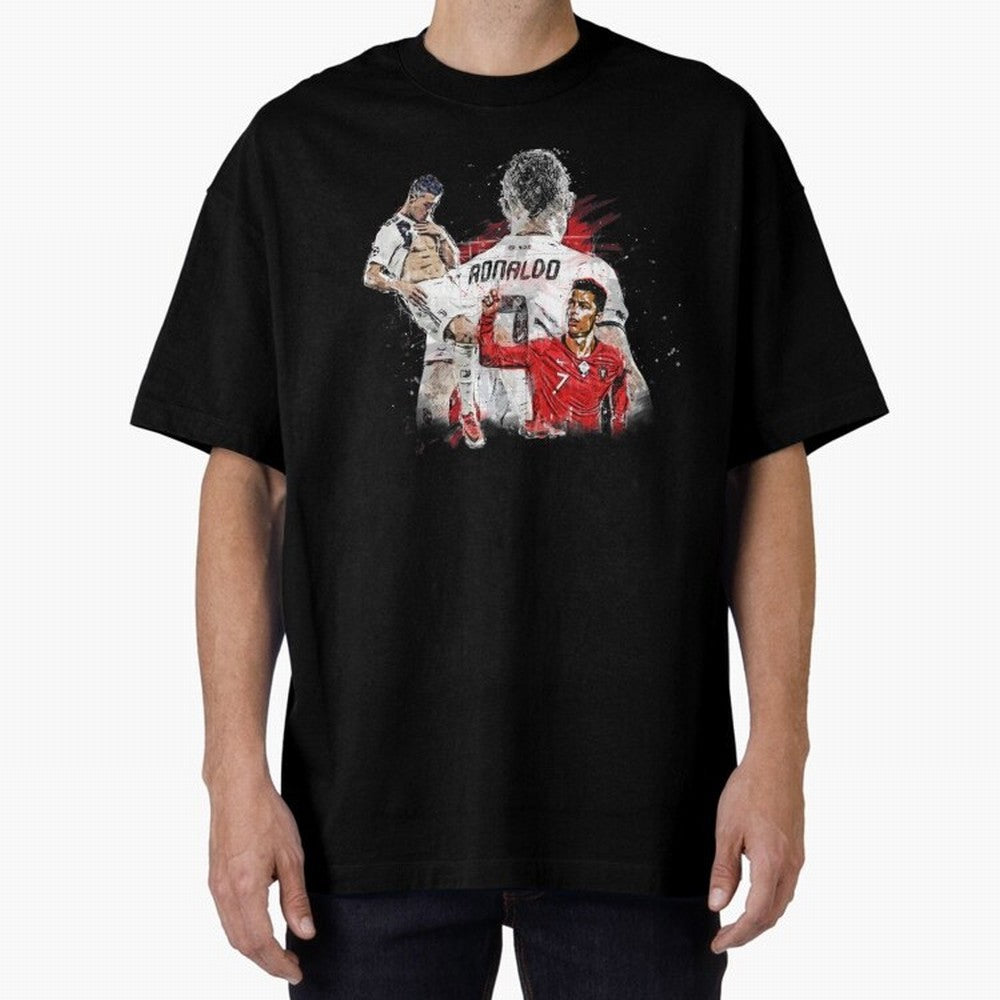 Cristiano Ronaldo Cristiano Ronaldo Oversized T-Shirt Show Your Love for FIFA World Cup 2026 USA Canada Mexico for Fans of CR7 and Messi and France, Bringing Fan Favorite Moments, National Team Passion, Big Match Drama and Soccer History; Made for