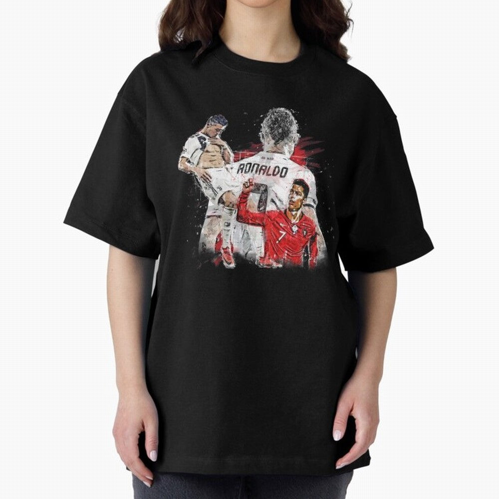 Cristiano Ronaldo Cristiano Ronaldo Oversized T-Shirt Show Your Love for FIFA World Cup 2026 USA Canada Mexico for Fans of CR7 and Messi and France, Bringing Fan Favorite Moments, National Team Passion, Big Match Drama and Soccer History; Made for