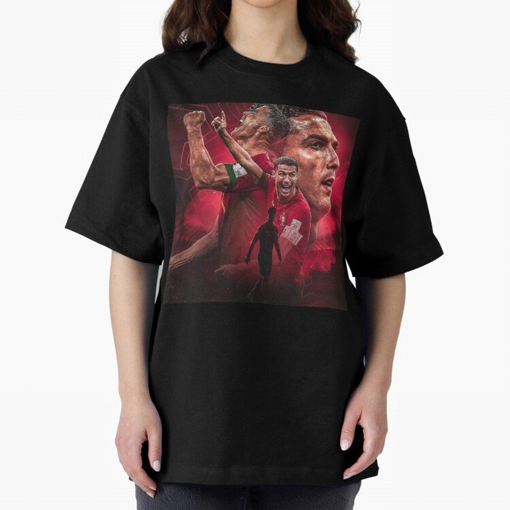 Cristiano Ronaldo - CR 7 Celebration Oversized T-Shirt Elevate Match Day Hype around FIFA World Cup 2026 Group Stage, Messi, Neymar and Mbappe, Argentina and Brazil, Tournament Hype, Historic Matchups, Family Viewing Parties and Global Sports