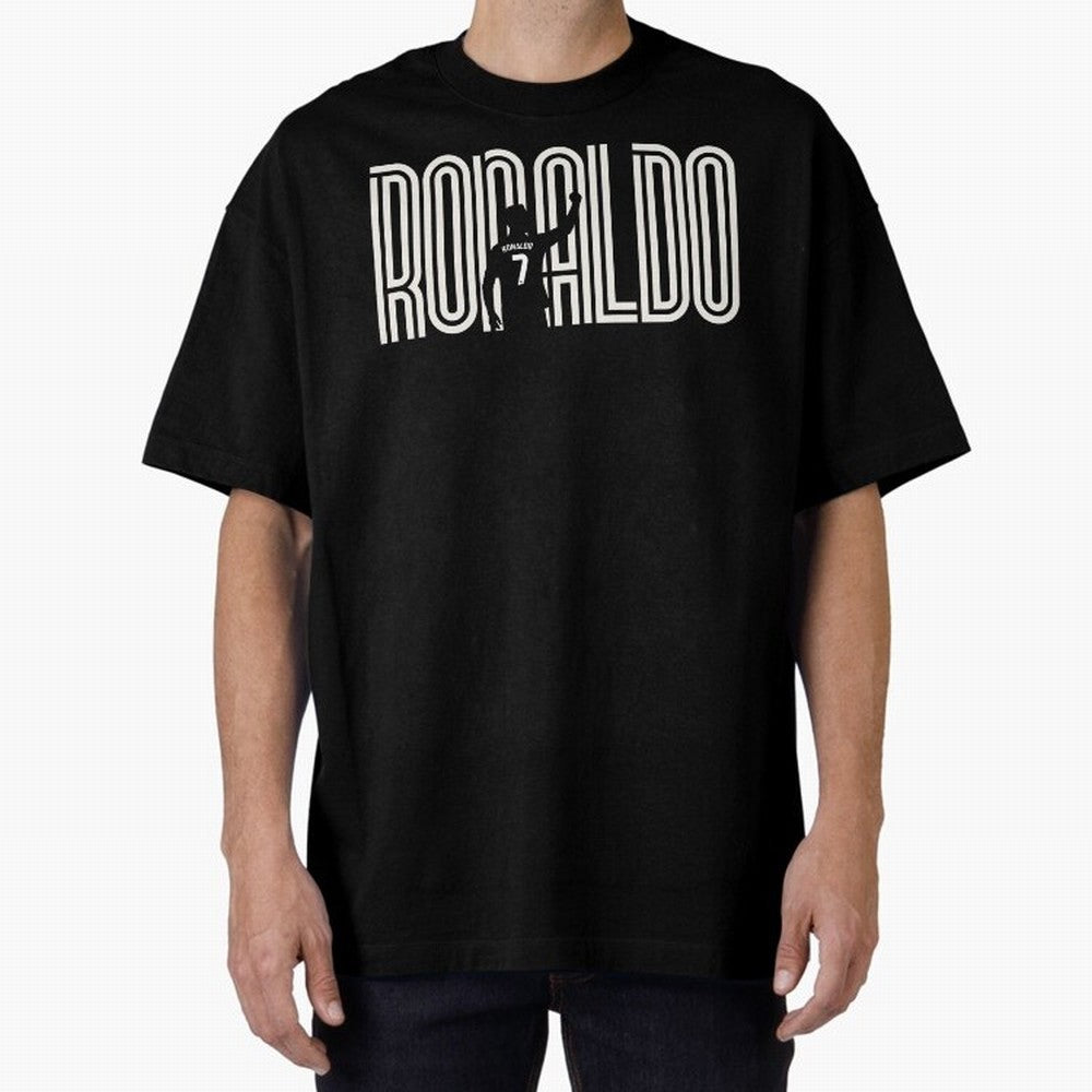 Fan Art - Cristiano Ronaldo (CR7) - Black Edition Oversized T-Shirt Step into Global Football Passion for FIFA World Cup 2026 USA Canada Mexico, Filled with Neymar, Haaland and Cristiano Ronaldo, Netherlands, Match Day Excitement, Supporter