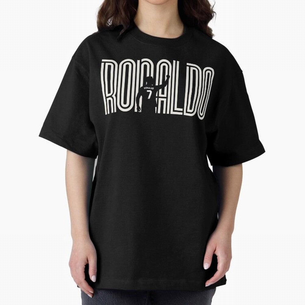 Fan Art - Cristiano Ronaldo (CR7) - Black Edition Oversized T-Shirt Step into Global Football Passion for FIFA World Cup 2026 USA Canada Mexico, Filled with Neymar, Haaland and Cristiano Ronaldo, Netherlands, Match Day Excitement, Supporter
