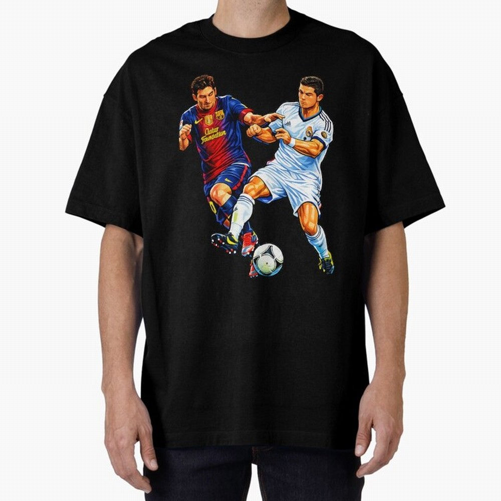 2 GOATS Oversized T-Shirt Celebrate Rivalries and Pride in FIFA World Cup 2026 USA Canada Mexico for Fans of Messi and Cristiano Ronaldo and Argentina, Bringing Football History, Final Match Energy, Crowd Noise and Once in a Lifetime Moments;
