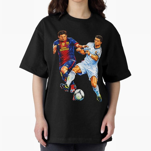 2 GOATS Oversized T-Shirt Celebrate Rivalries and Pride in FIFA World Cup 2026 USA Canada Mexico for Fans of Messi and Cristiano Ronaldo and Argentina, Bringing Football History, Final Match Energy, Crowd Noise and Once in a Lifetime Moments;