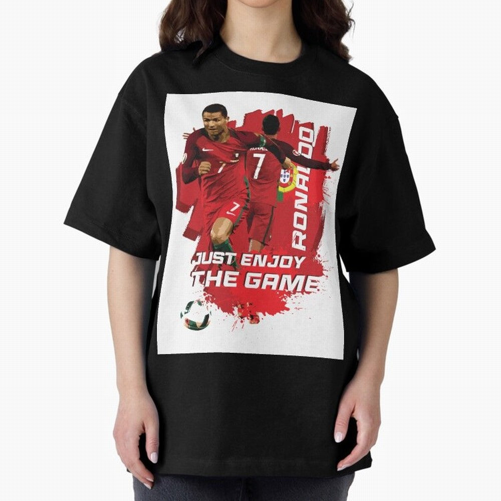Cristiano Ronaldo Oversized T-Shirt Relive Global Football Passion for FIFA World Cup 2026 Group Stage, Connected to Cristiano Ronaldo, Haaland and CR7, France, Retro Football Energy, Iconic Rivalries, Trophy Chase Drama and Stadium Atmosphere;