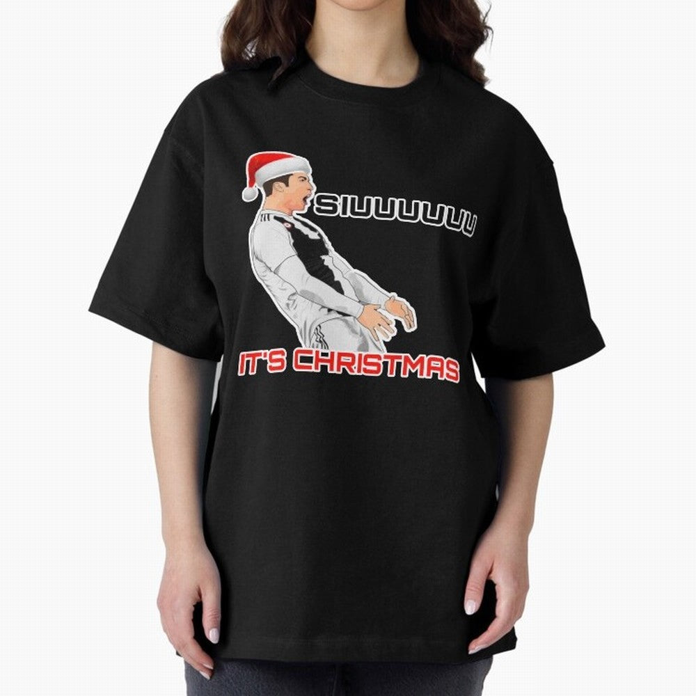 Siuuuuuu CR7 Christmas funny Oversized T-Shirt Celebrate Fan Culture around the FIFA World Cup 2026 Journey through Cristiano Ronaldo Highlights, France and Portugal Pride, Championship Spirit, Famous Goals, Roaring Crowds and International