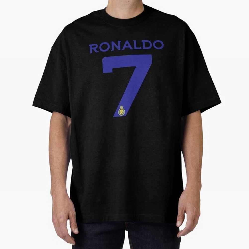 Ronaldo 7 Al-Nassr Football Club - Oversized T-Shirt Bring a Vintage Feel to Global Football Passion for FIFA World Cup 2026, Centered on Messi, CR7 and Mbappe, Netherlands, Soccer Culture, Superstar Moments, National Team Dreams and Competitive