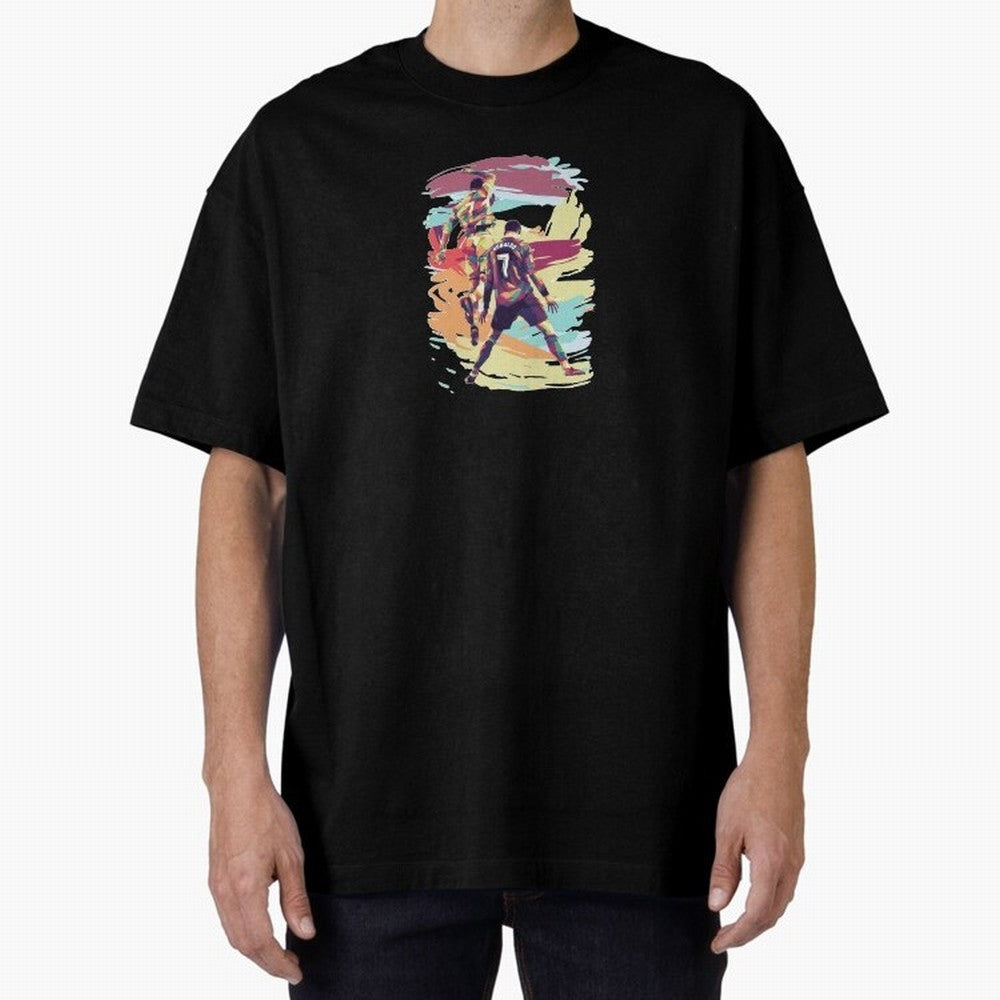 Illustration Cristiano Ronaldo CR7 Oversized T-Shirt Honor Champions and Dreams in FIFA World Cup 2026 Highlighting Messi, Neymar and Mbappe, France and Portugal Energy, Fan Favorite Moments, National Team Passion, Big Match Drama and Soccer