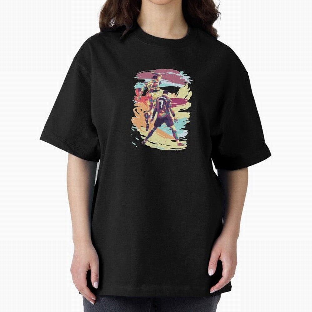 Illustration Cristiano Ronaldo CR7 Oversized T-Shirt Honor Champions and Dreams in FIFA World Cup 2026 Highlighting Messi, Neymar and Mbappe, France and Portugal Energy, Fan Favorite Moments, National Team Passion, Big Match Drama and Soccer