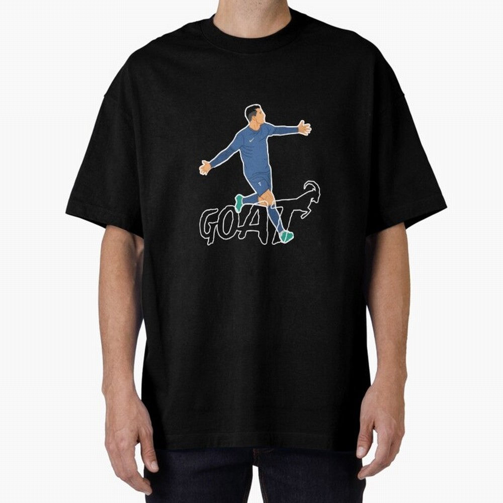 Cristiano Ronaldo - GOAT Oversized T-Shirt Bring Home FIFA World Cup 2026 Group Stage for Fans of Neymar and Germany, Bringing Football Festival Excitement, Trophy Ambitions, Country Rivalries and Star Player Buzz; Perfect for Fans, Collectors,