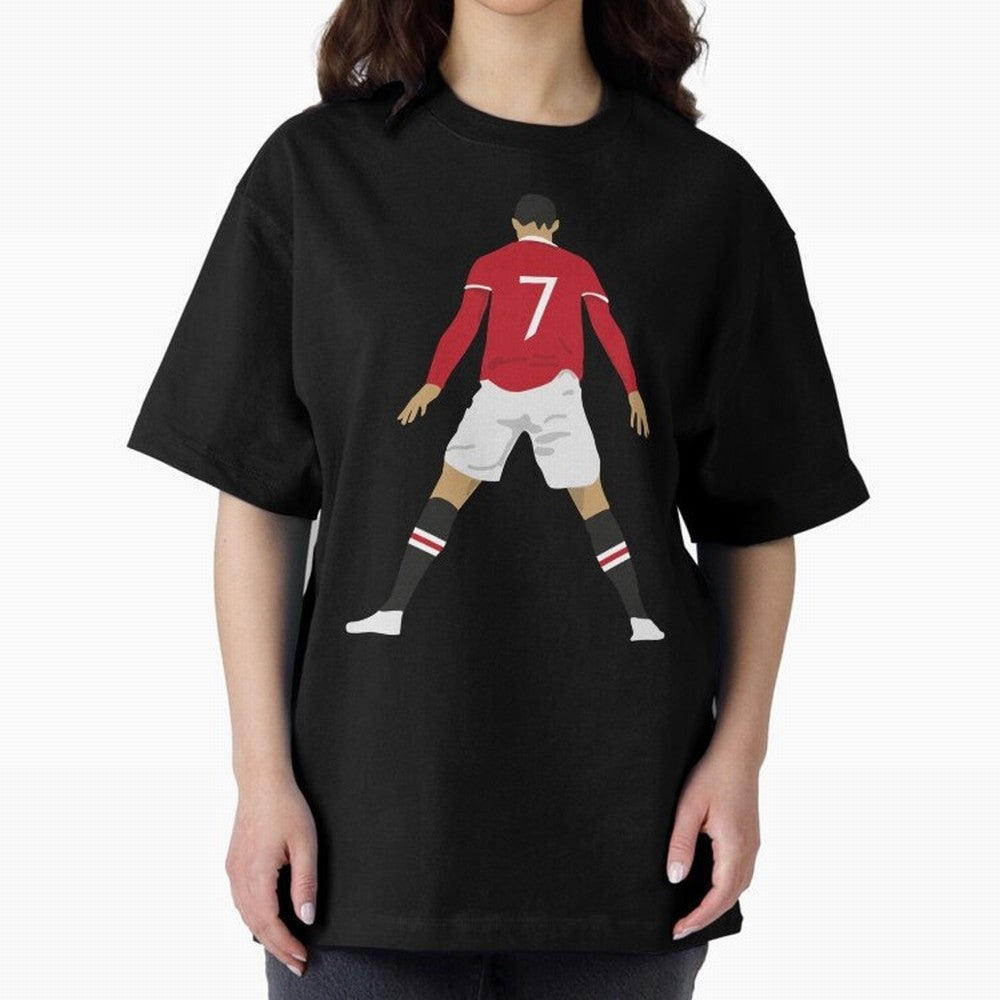 CR7 Man U SIIIIIUUUUUUU (Celebration) Oversized T-Shirt Bring Legendary Rivalry Energy to Global Football Passion for FIFA World Cup 2026 USA Canada Mexico, Centered on Messi, Neymar and Mbappe, France, Vintage Soccer Flavor, Modern Football Stars,