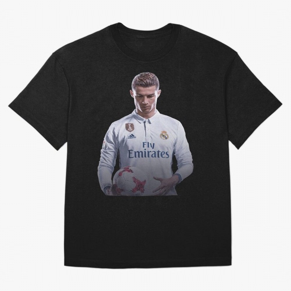 Ronaldo Madrid Jersey Poster Oversized T-Shirt Treasure Match Day Hype around FIFA World Cup 2026, Cristiano Ronaldo, Haaland and CR7, Argentina and Brazil, Football Passion, Legendary Performances, Festival Vibes and Supporter Community; Created