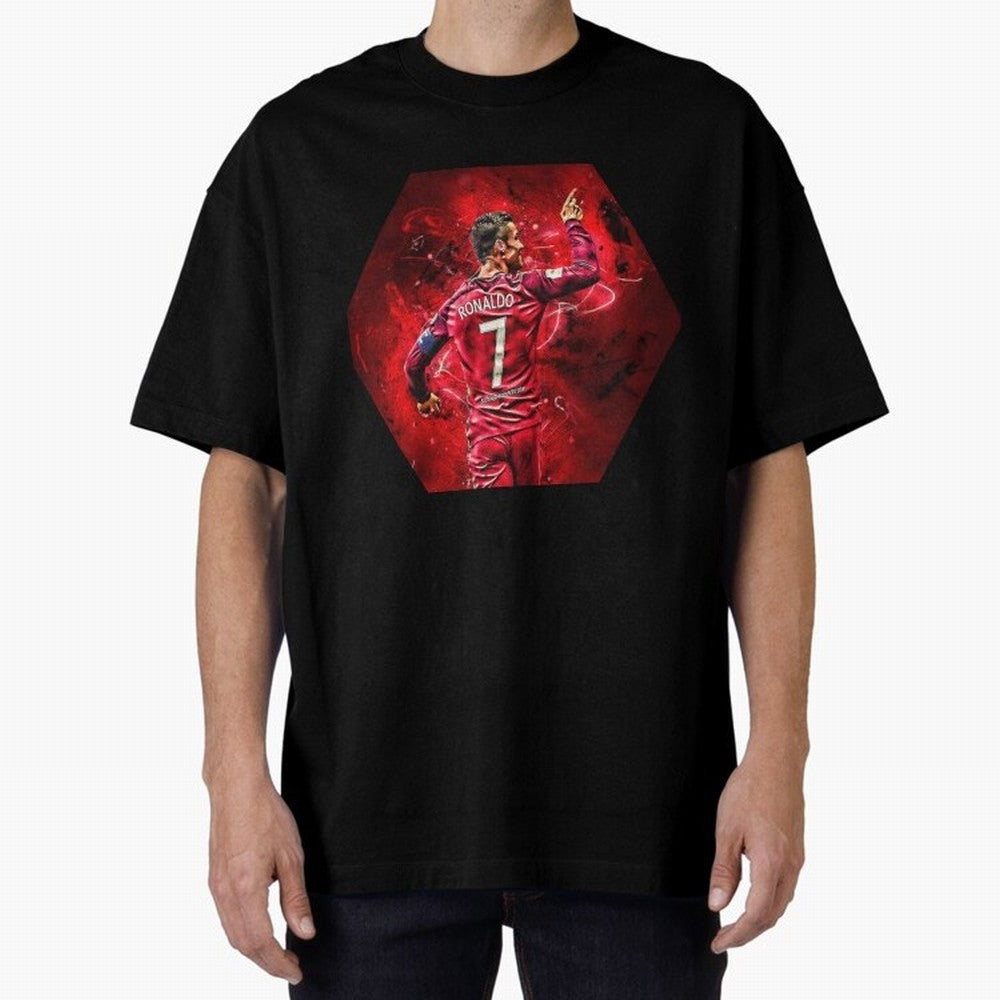 CR7 Art Oversized T-Shirt Represent FIFA World Cup 2026 Spirit, Highlighting Portugal, Spain and Germany, Neymar, Haaland and Cristiano Ronaldo, Champion Mindset, Group Stage Buzz, Knockout Tension and Passionate Fan Culture; Great for Watch