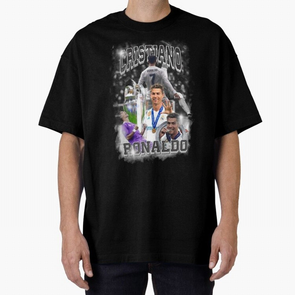 Cristiano Ronaldo Oversized T-Shirt Build FIFA World Cup 2026 USA Canada Mexico Spirit, Built around Spain, Cristiano Ronaldo, Vintage Soccer Flavor, Modern Football Stars, National Flags and Final Night Emotion; Ideal for Football Dads, Football