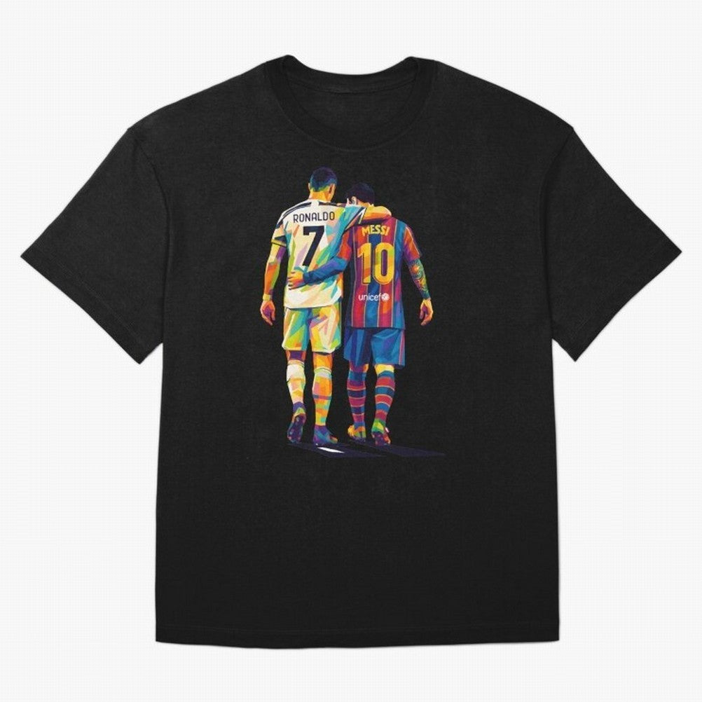 Cristiano Ronaldo and Messi Wpap Art Oversized T-Shirt Bring World Football Passion into Match Day Hype around FIFA World Cup 2026 Group Stage, Haaland and Mbappe, Argentina, Champion Mindset, Group Stage Buzz, Knockout Tension and Passionate Fan