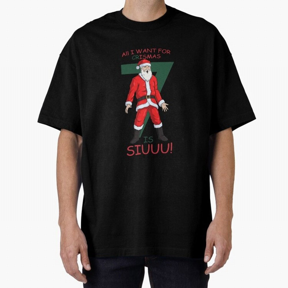 All I want for Christmas is Siuuuu Oversized T-Shirt Celebrate National Team Dreams in Global Football Passion for FIFA World Cup 2026 USA Canada Mexico, Featuring CR7 and Messi, England, France and Netherlands, Vintage Soccer Flavor, Modern
